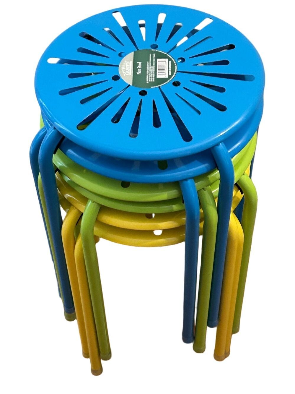 Stackable Metal Stool in Bold Blue or Lime Green
